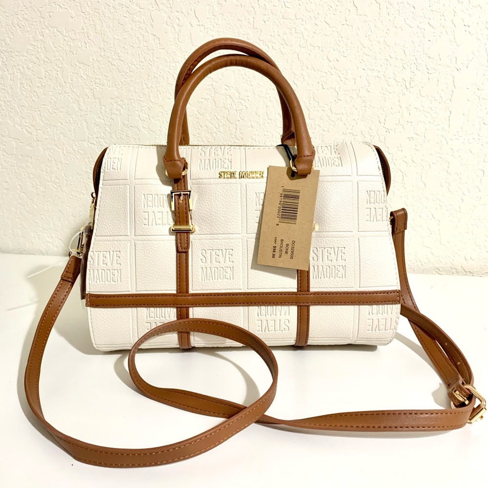 Steve Madden Bone White & Brown Crossbody Purse